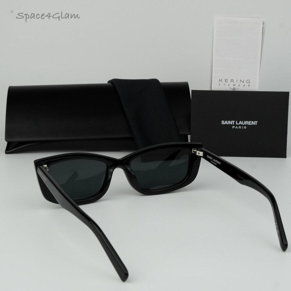 BRAND NEW Saint Laurent SL658 001 Black Rectangle Unisex Sunglasses - Picture 5 of 12
